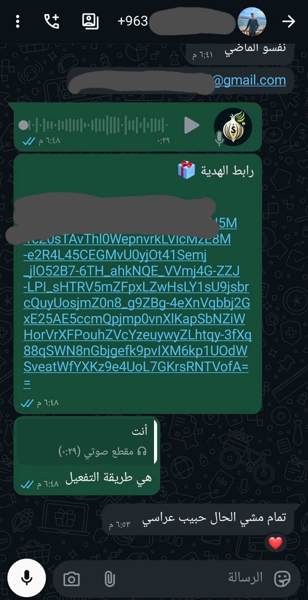محادثة واتساب توثق تفعيل اشتراك لأحد عملاء Aleso Store